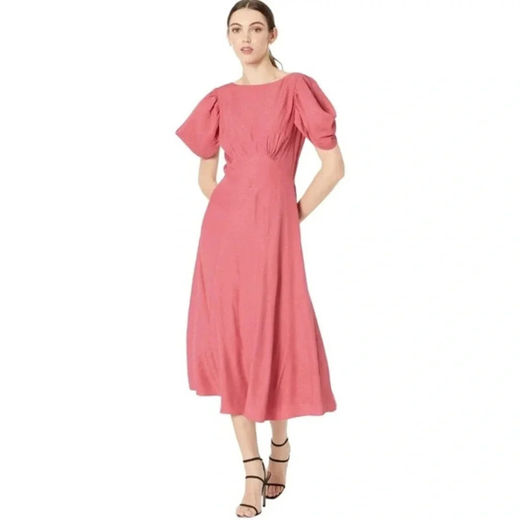 NWT Ted Baker Tulip Pink Paneled Midi Tea Dress - Picture 1 of 10